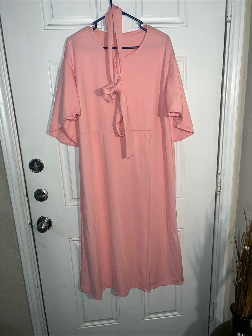 Blush Pink Midi Tie-Neck Dress brand new